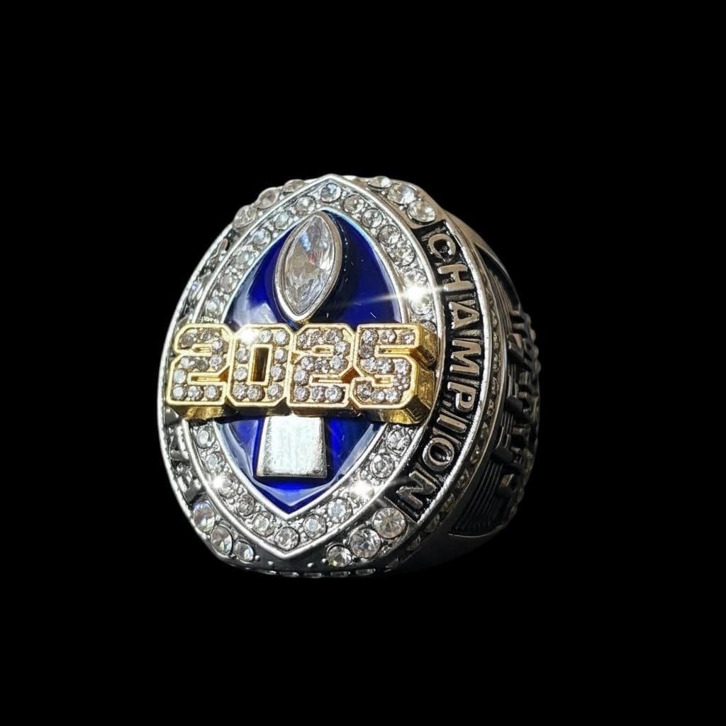 Legacy Rings 2025 Fantasy Football Championship Ring Display Case | Ring Included | Faux Wood Display Case Fantasy Ring | Custom Name Customizable Trophy Award for League Champion