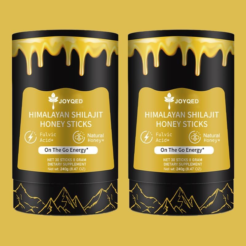 Shilajit Honey Sticks with Natural Honey & Saffron, Easy to Consume,Shilajit for Energy Support, Vitality,Immune,85+ Trace Minerals, Fulvic Acid for Men & Women- 30 Sticks (2)