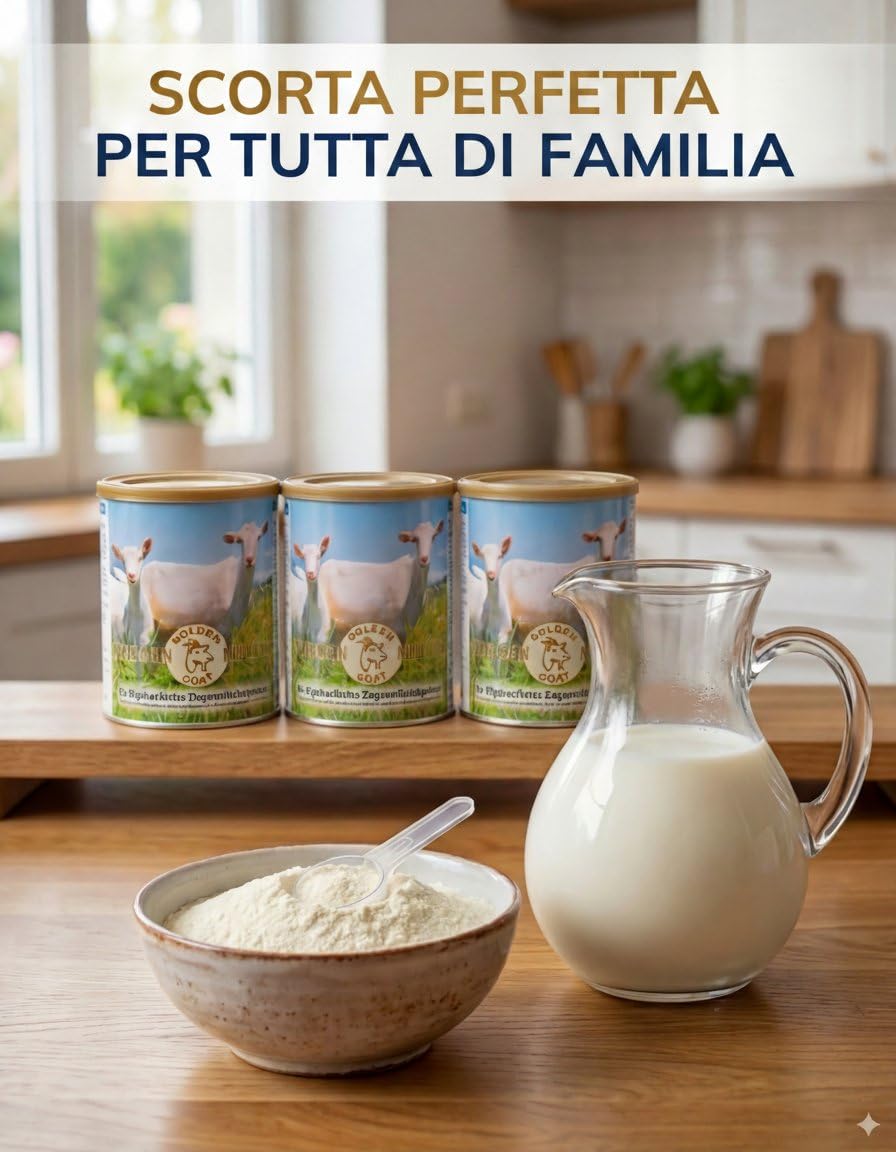 Golden Goat Latte di Capra in Polvere 4x 400 g — Latte intero di capra in polvere dalla Nuova Zelanda — Latte di capra in polvere per caffè, cucina & sostituto del latte — Anche per cane & gatto