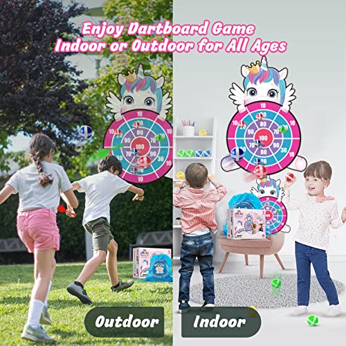 Budcow 30" Dart Board For Kids, Unicorn Dartboard Toys For 3 4 5 6 7 8+ Years Toddlers Boys And Girls, Kids Sports&Outdoor Play Toys Indoor Sport Outdoor Fun Party Favors #TOP3