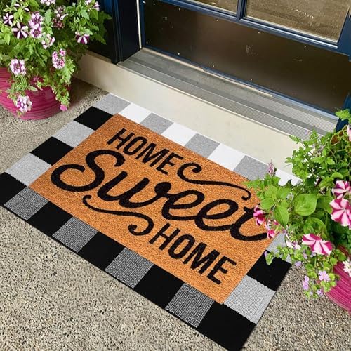Cekene Buffalo Checkered Front Door Mat 2x3 Cotton Woven Door Mat...