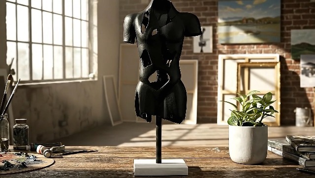Escultura de Metal Abstracta con Base de Mármol 16" miniatura 7