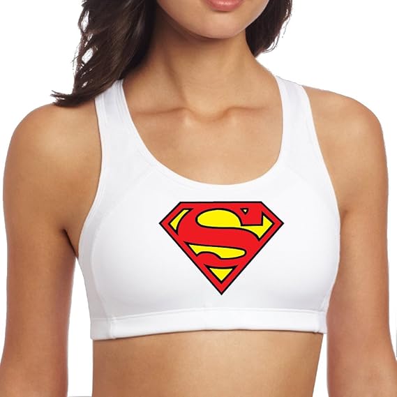 Amazon レディースバットマンvs スーパーマンロゴランニングスポーツブラ Us サイズ S カラー ホワイト フィットネス トレーニング スポーツブラ 通販
