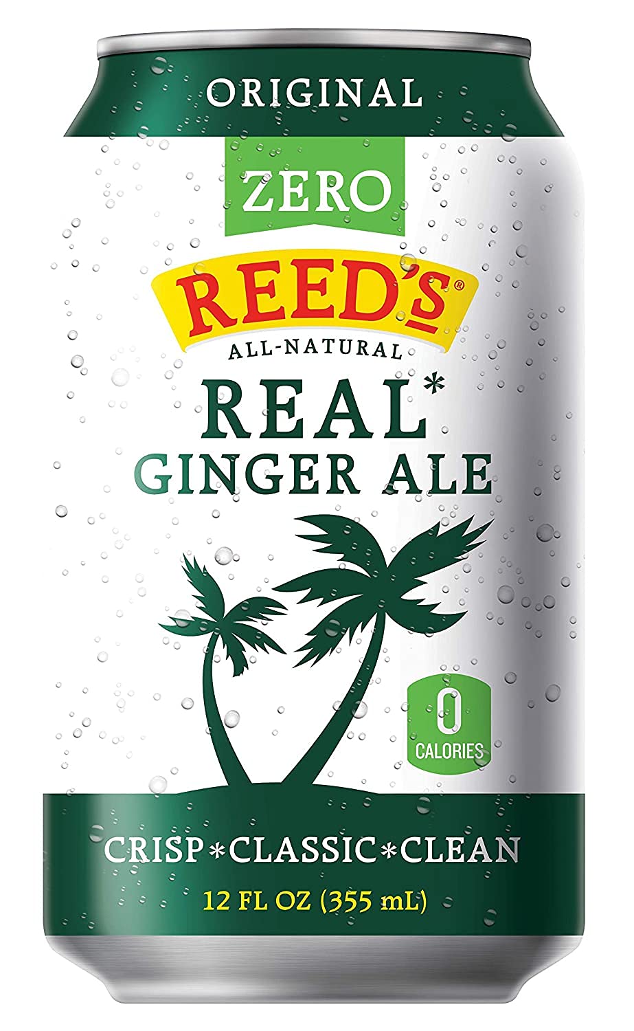 Reed's Zero Sugar Real Ginger Ale, All-Natural Classic Ginger Ale Made with Real Ginger (24-12oz cans)