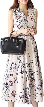 Amazon.co.jp: [ニーマンバイ] Vネック 小花柄 ノースリーブ