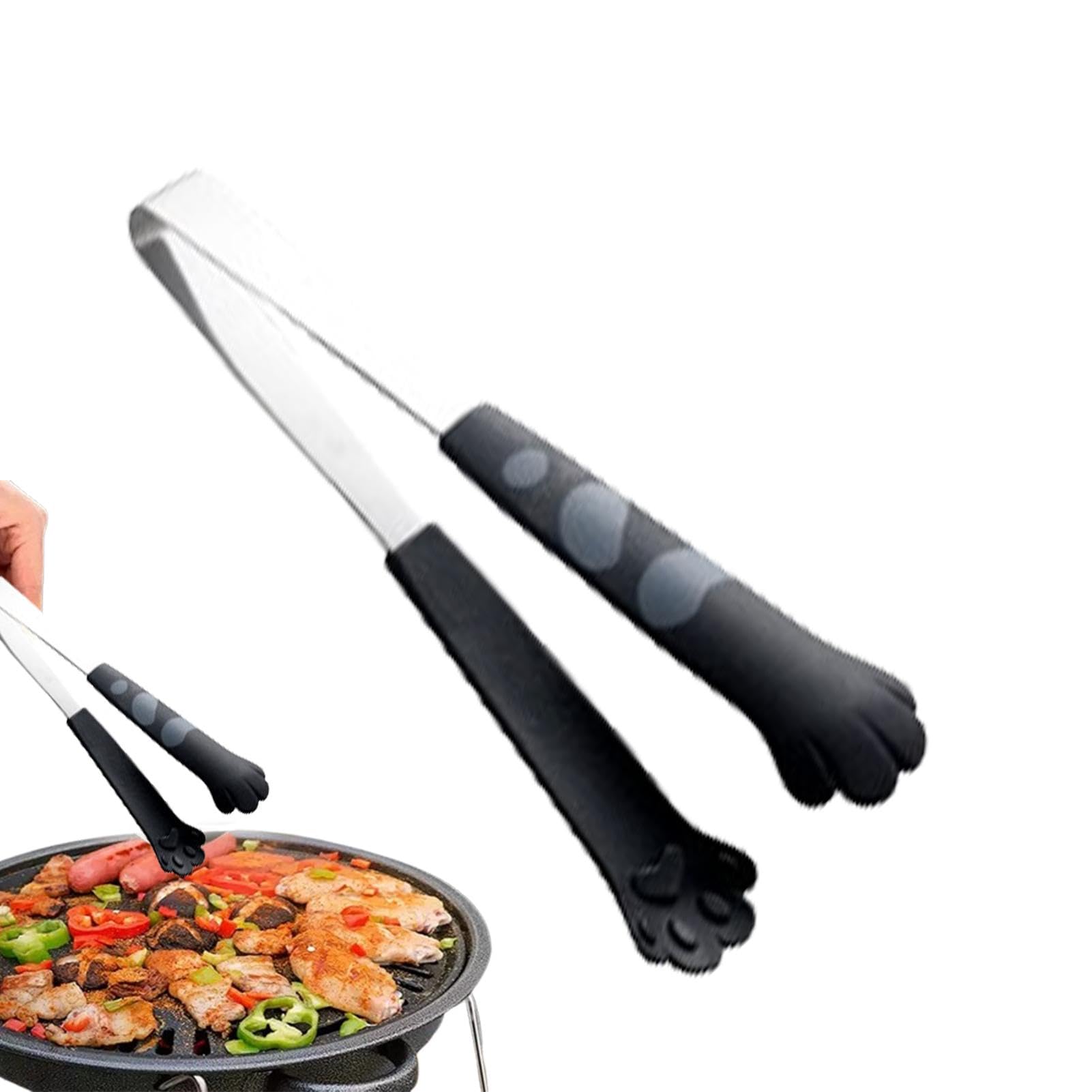 Pinze a forma di di gatto, in silicone, antiscivolo, ad alta resistenza al calore, versatili e in acciaio inox, per feste e vacanze