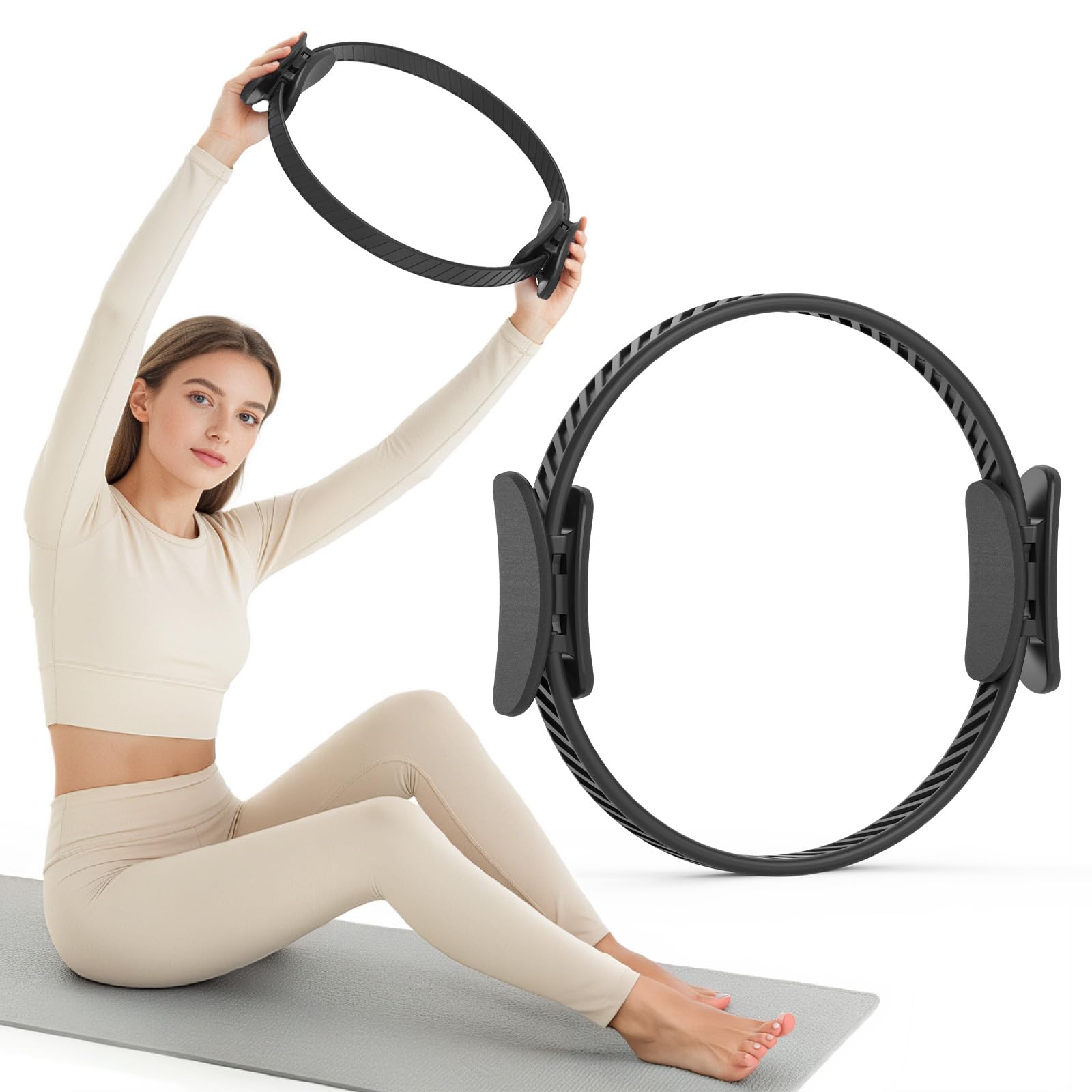 JKSHMYT Pilates Ring – 14.5" Home Magic Circle Resistance Ring, for Core Strength, Yoga, Pilates & Full-Body Workouts