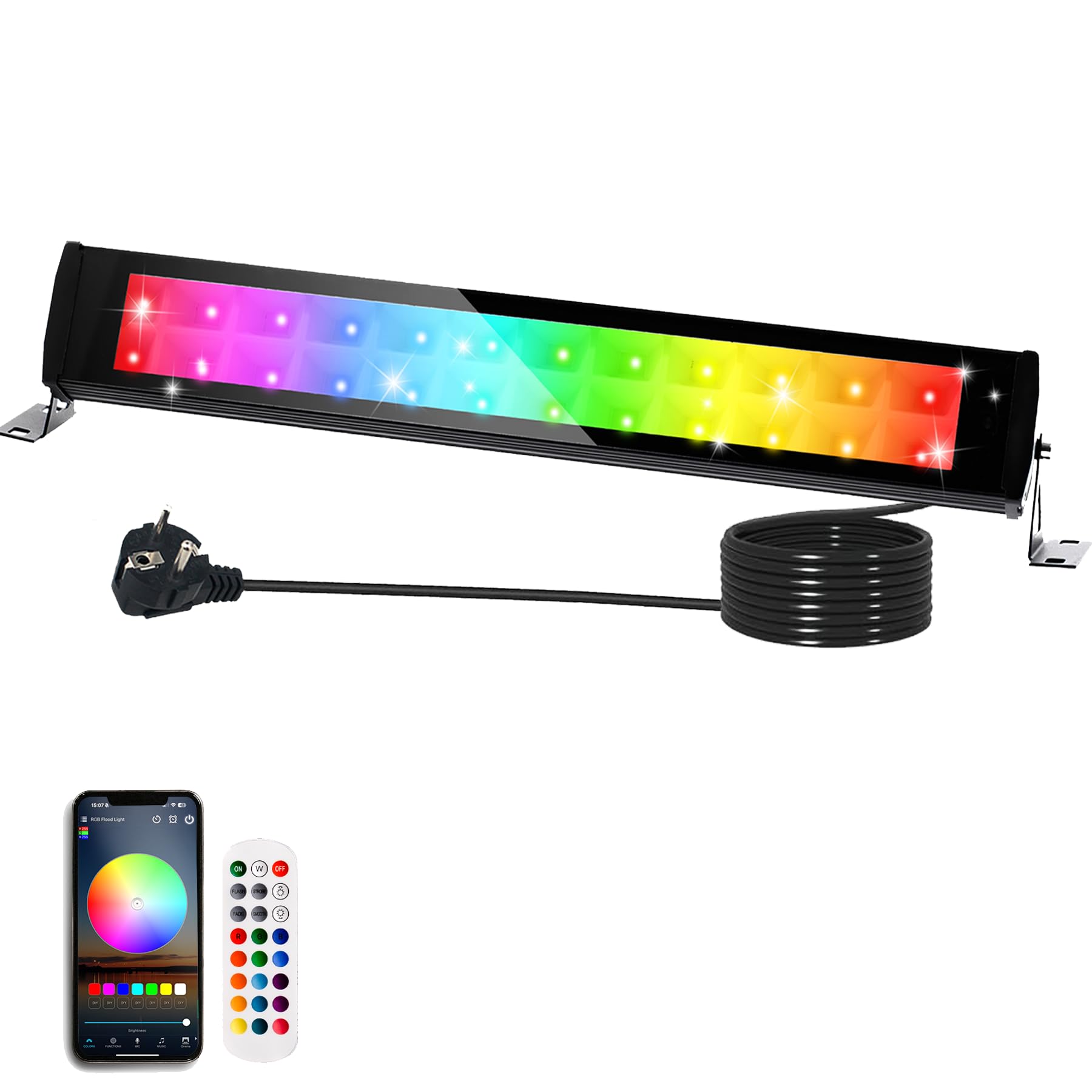 2 Faretti LED RGB Da Esterno 50W IP65 - Telecomando 16 Colori 4 Modalità, Per Feste, Giardino, Discoteca - Foto 5