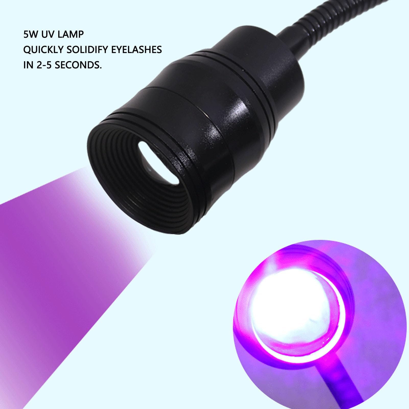Fockety UV-Nagellampe, 5 W Tragbare Drehbare Schwanenhals-UV-Lampe für Nägel mit Klemme und Fußpedalsteuerung, Schnell Trocknender Nageltrockner für Gelnägel, Wimpernverlängerungen