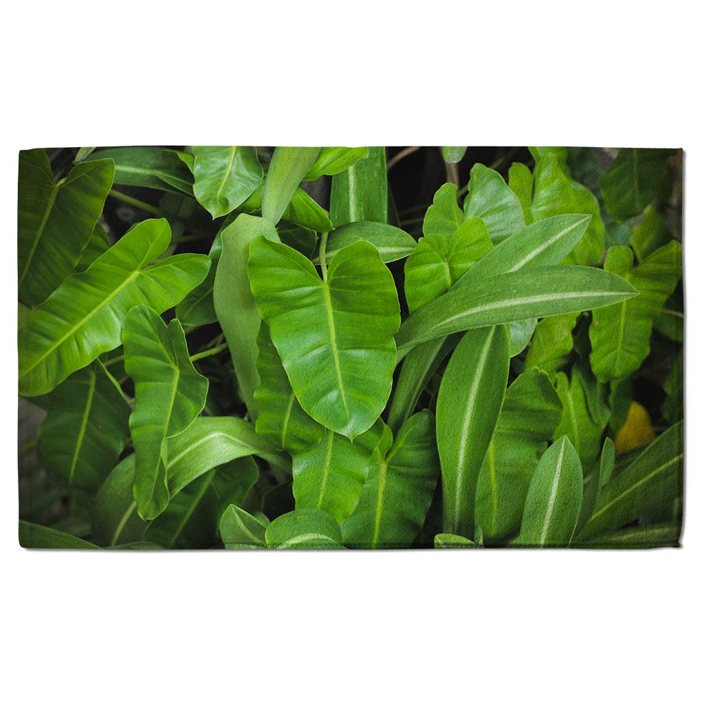Serviette de bain haut de gamme motif abstrait feuilles vert foncé