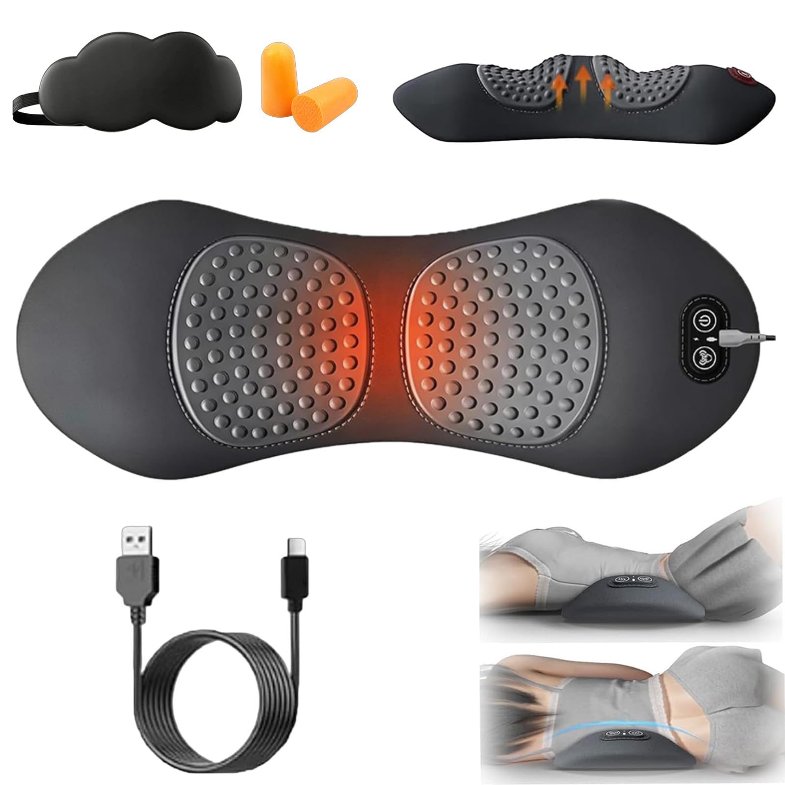Theraback 3-in-1 Terapia per la Schiena, Sollievo Centrale 3 in 1 Massaggiatore per la Schiena, Stretcher per Schiena a Casa con Trazione, e a Alimentazione per Collo, Spalle e Schiene (Black)