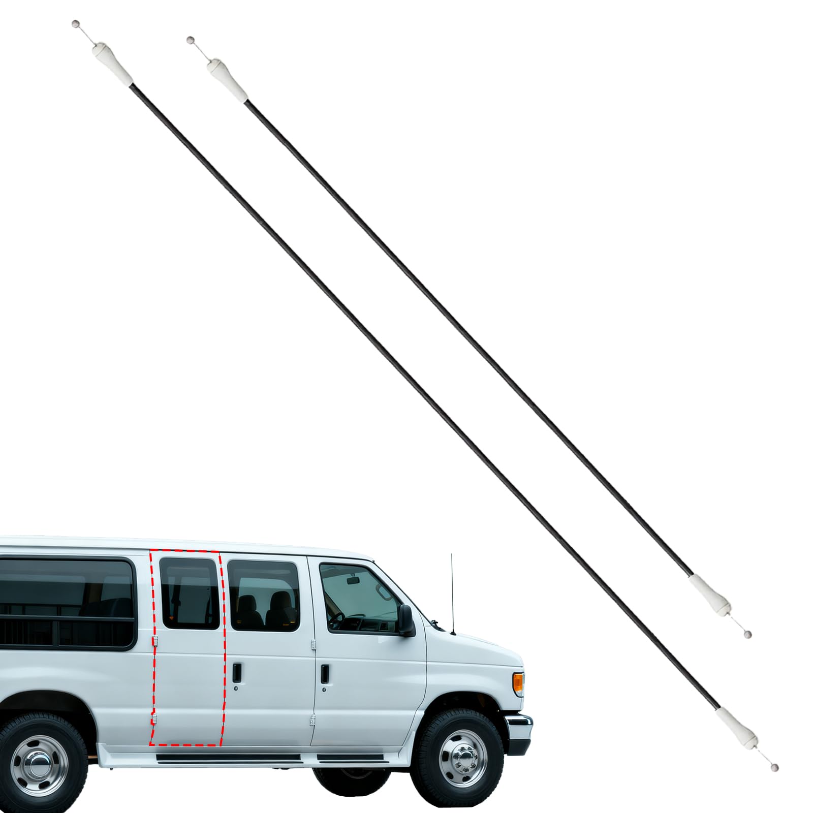Right Side Left Cargo Door Upper &amp; Lower Latch Release Cable Compatible with Ford E150 E250 E350 E450 Econoline Van 1992-2009 Replace# AC2Z-15264A26-B 6C2Z-15264A01-AA