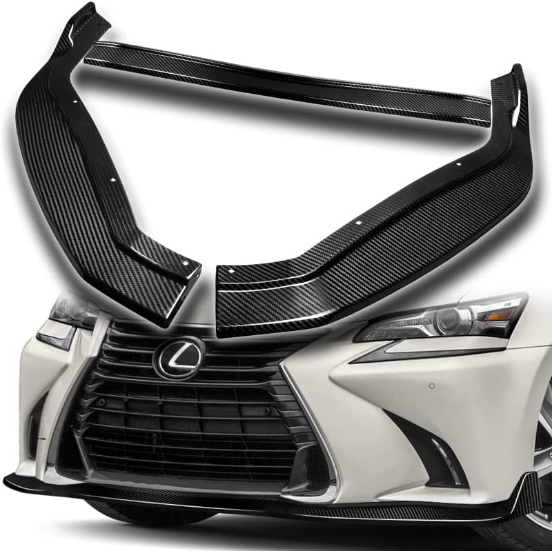 EPARTS 3 Pieces Style Front Bumper Lip Spoiler Splitter Chin Side Body Kit Trim Protection Compatible with 2016-2019 Lexus GS-Series/F-Sport (Real Carbon Fiber)