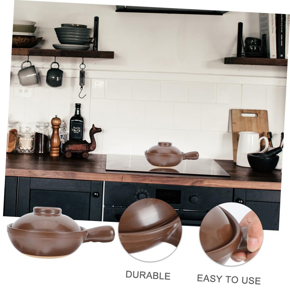 Cabilock Cazuela de Barro para Cocina Casera Asa Lateral y Tapa Ventilación, Olla Multifuncional de Barro para Guisar Rápido y Cocinar Fideos y Sopas en Casa o Tienda