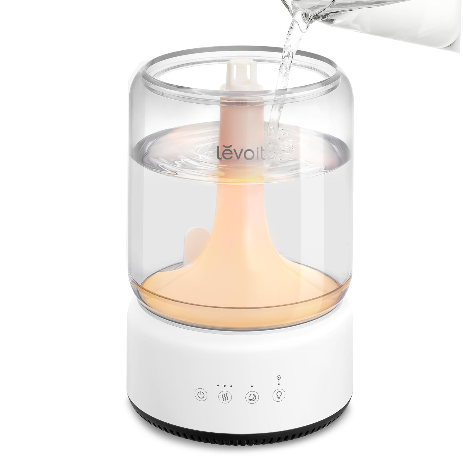 LEVOIT Humidifiers for Bedroom, 4.2L Large Room with 21dB, Up to 42H Runtime, Dishwasher Safe Parts, Easy to Clean, Night Light, Top Fill Cool Mist Humidifier for Baby Nursery, Plants, Pearl White
