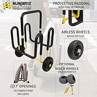 Vista 2 de Suspenz Carrito de transporte doble SUP con ruedas sin aire, transportador/carrito para 2 tablas de remo de pie y tablas de surf, amarillo (22-9934)