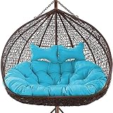 【COJÍN PARA SILLA DE COLUMPIO DE HUEVO DE 2 PLAZAS】: El cojín de columpio resistente al sol para 2 personas tiene un tamaño grande de 150 × 110 cm / 59 × 43 pulgadas. Cuando estás solo, puedes poner todo tu cuerpo en él. También puedes disfrutar de tu tiempo con tus hijos o novia con el cojín de 2 plazas. Es como un mini sofá, perfecto para leer, charlar u otros, perfecto para tus ratos de ocio.