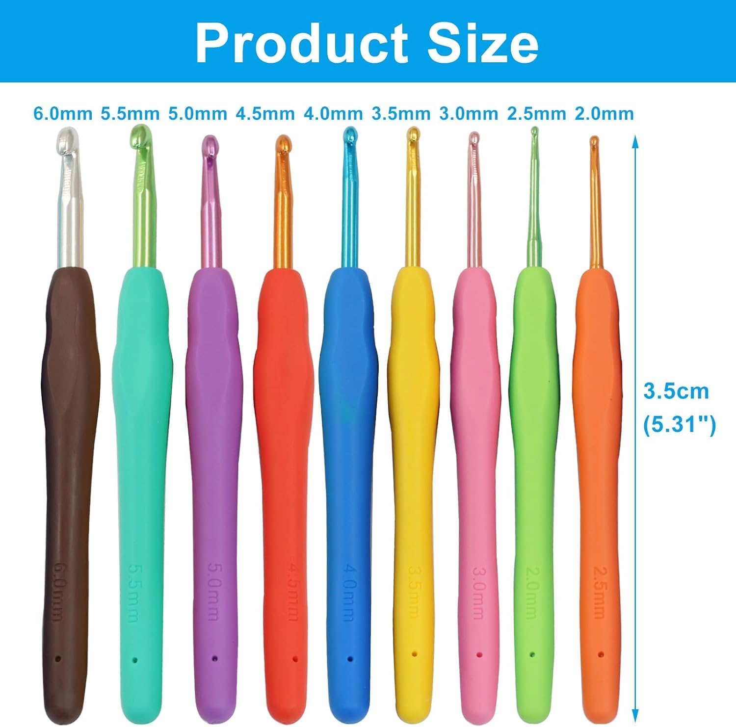 Crochet Hook Set - 9 Pcs, Ergonomic Handles -3 Crochet Hook Set - 9 Pcs, Ergonomic Handles -3