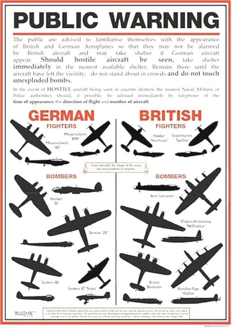 World War 2 Public Warning Aircraft Identification Poster - A3