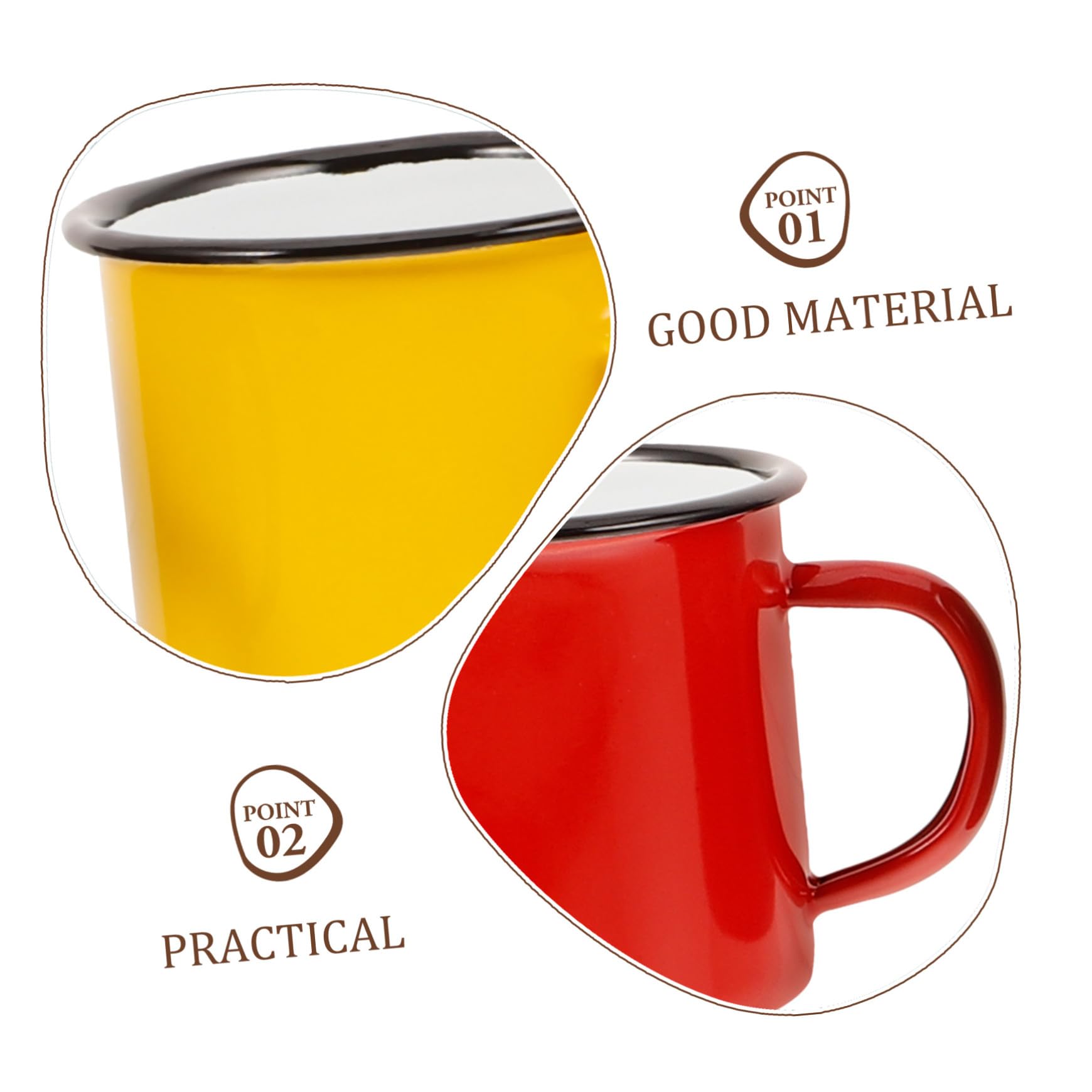 Tazas de Esmalte y Portátil Juego de 4 para Café y Té Diseño Clásico Capacidad 350ml para Camping, Picnic y Uso Diario