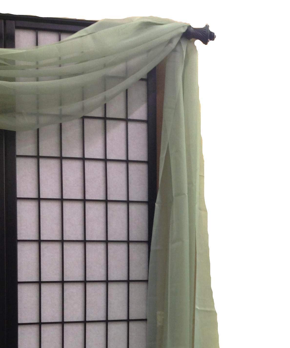 New! Simple Sheer Valance Scarf Voile Window Treatment 216" Long Over 20 Colors (SAGE Green)