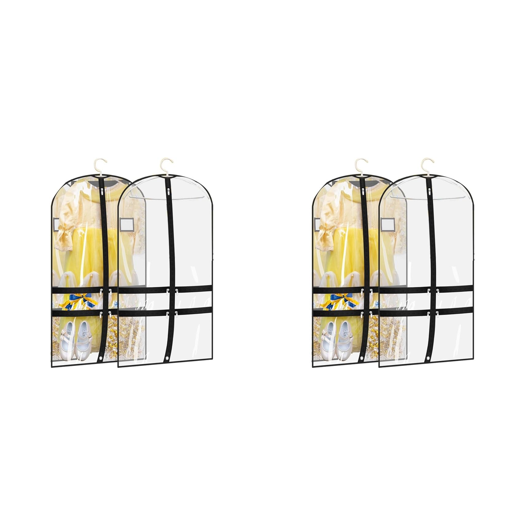 Sac à vêtements de danse transparents 40" avec 4 poches pour costumes de danseurs (Lot de 4)
