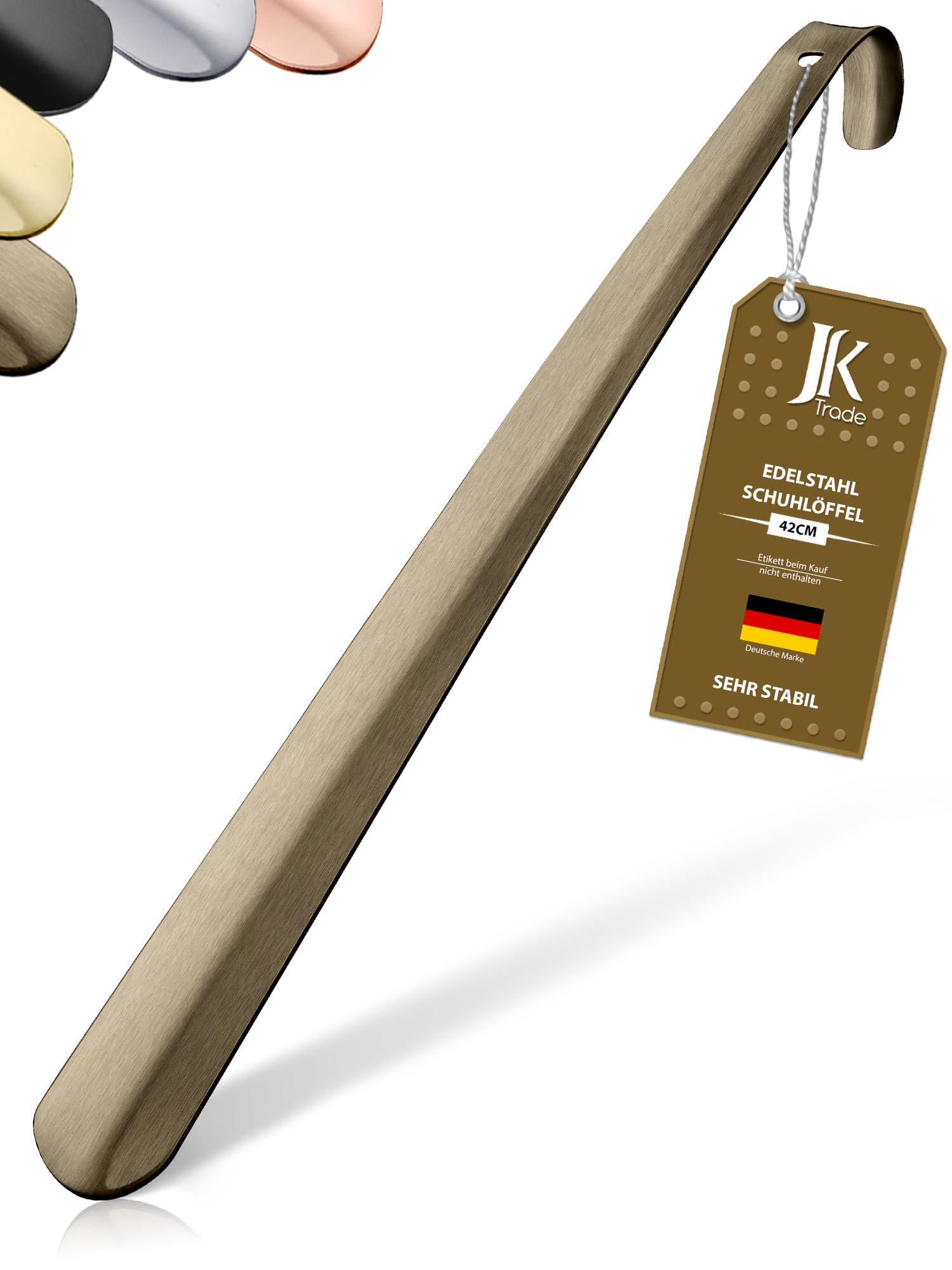 Calzascarpe Lungo In Acciaio Inox 42 Cm | Per Mettere Scarpe In Piedi | Impugnatura Ergonomica E Antiscivolo