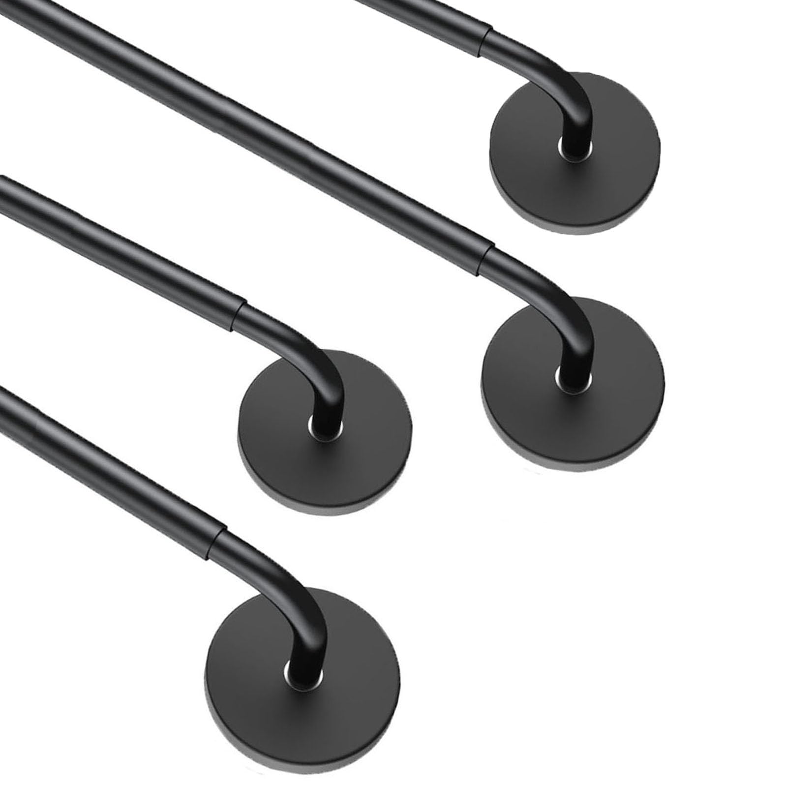 Photo 1 of Rodzwin 4 Pack Magnetic Curtain Rods - Black, 30-40 Inch Adjustable