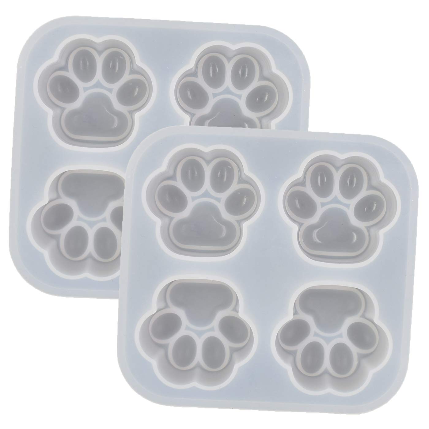 QTTLLI Pack of 2 Cat Paws Shape Epoxy Mold, Mirror & Matte Finish Surface Cute Cat Footprint Resin Casting Silicone Mold, 5 x 5cm