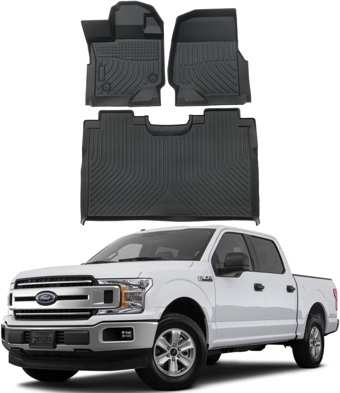 DESLE Ford F150 Floor Mats (20152024) Floor Mats for 1st & 2nd Row