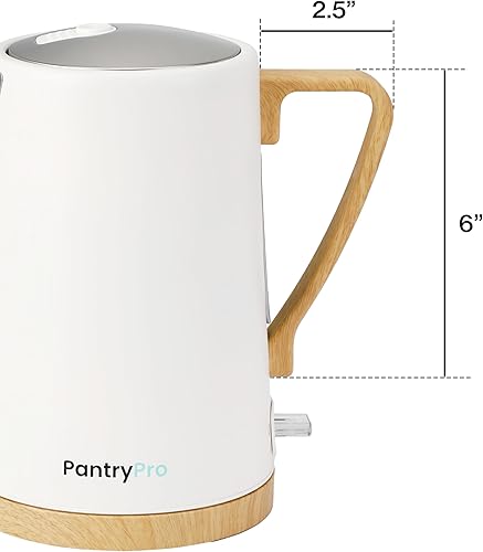 Miniatura 9 de The Display Guys - Hervidor eléctrico de boca ancha de 1,7 L y 1500 W, interior de acero inoxidable, ebullición rápida, apagado automático,