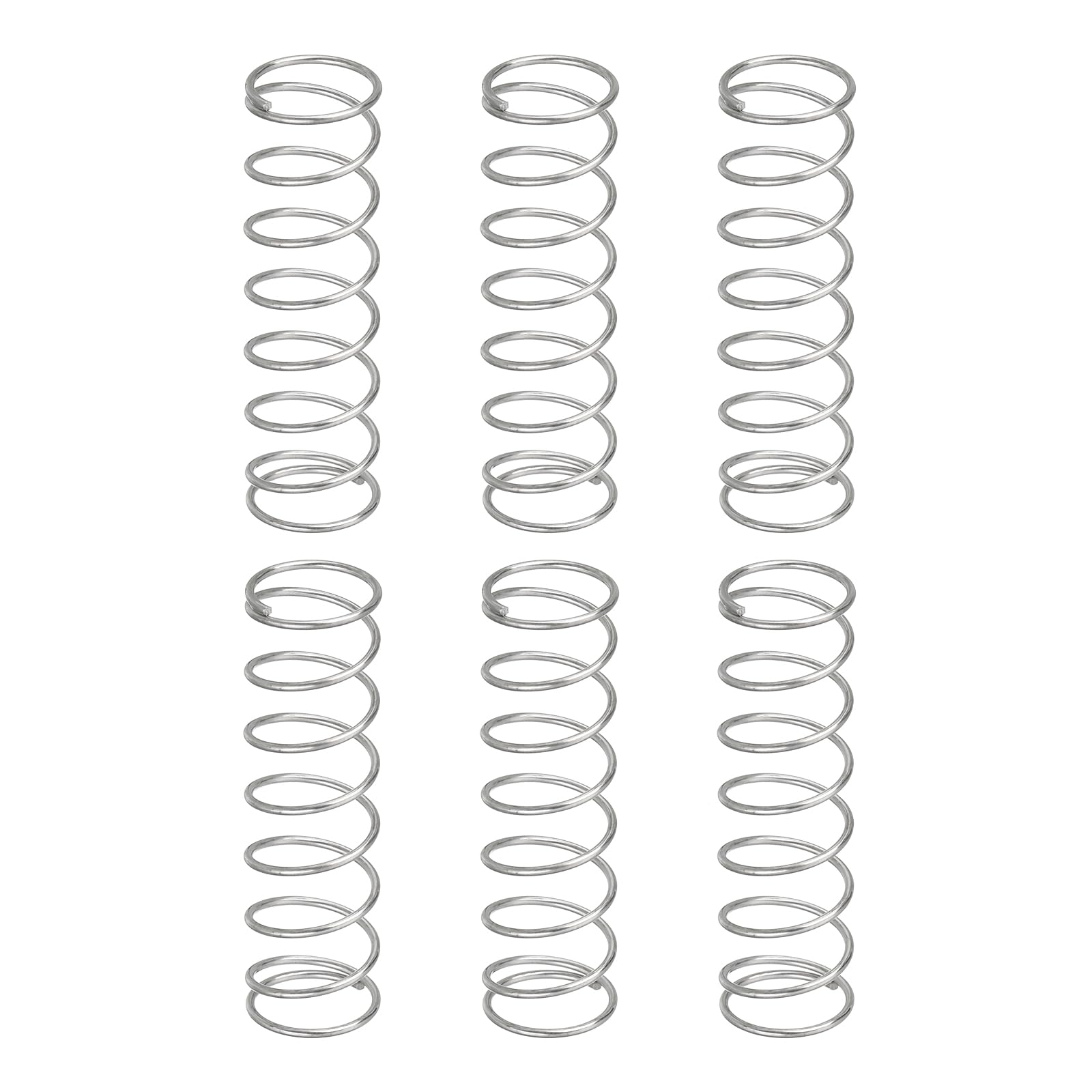 sourcing map 6Pcs Compression Springs, 0.8mm Wire Diameter x 11mm OD x 40mm Length 304 Stainless Steel Extension Spring Ballpoint Pen Pressure Springs for Shop Home Repairs, Silver
