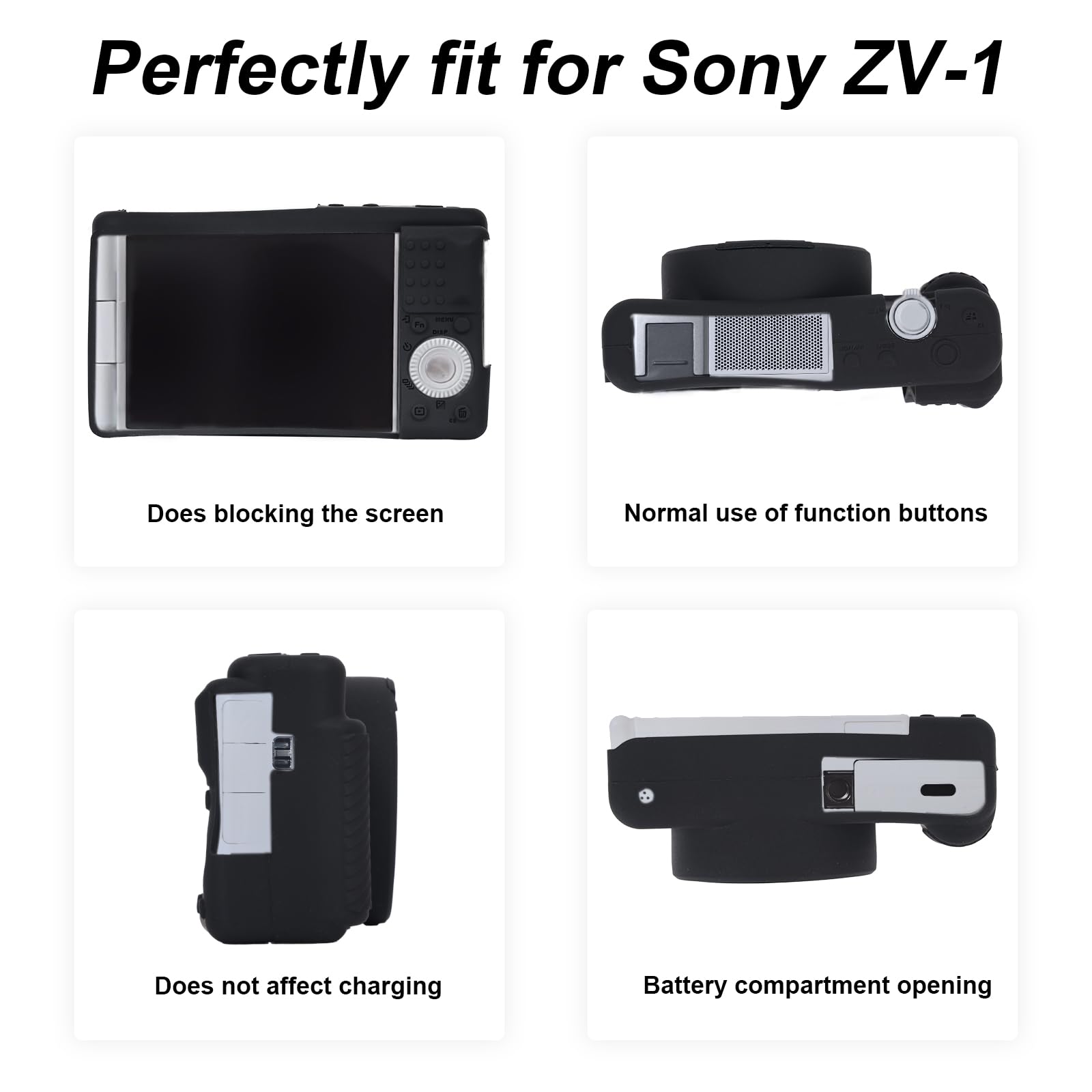 lasuroa Etui na Aparat for Sony ZV-1, Miękkie Silikonowe Ochronne z Folią Ochronną na Ekran Odporne Zarysowania Dopasowane Etui Aparat Cyfrowy (Czarne)