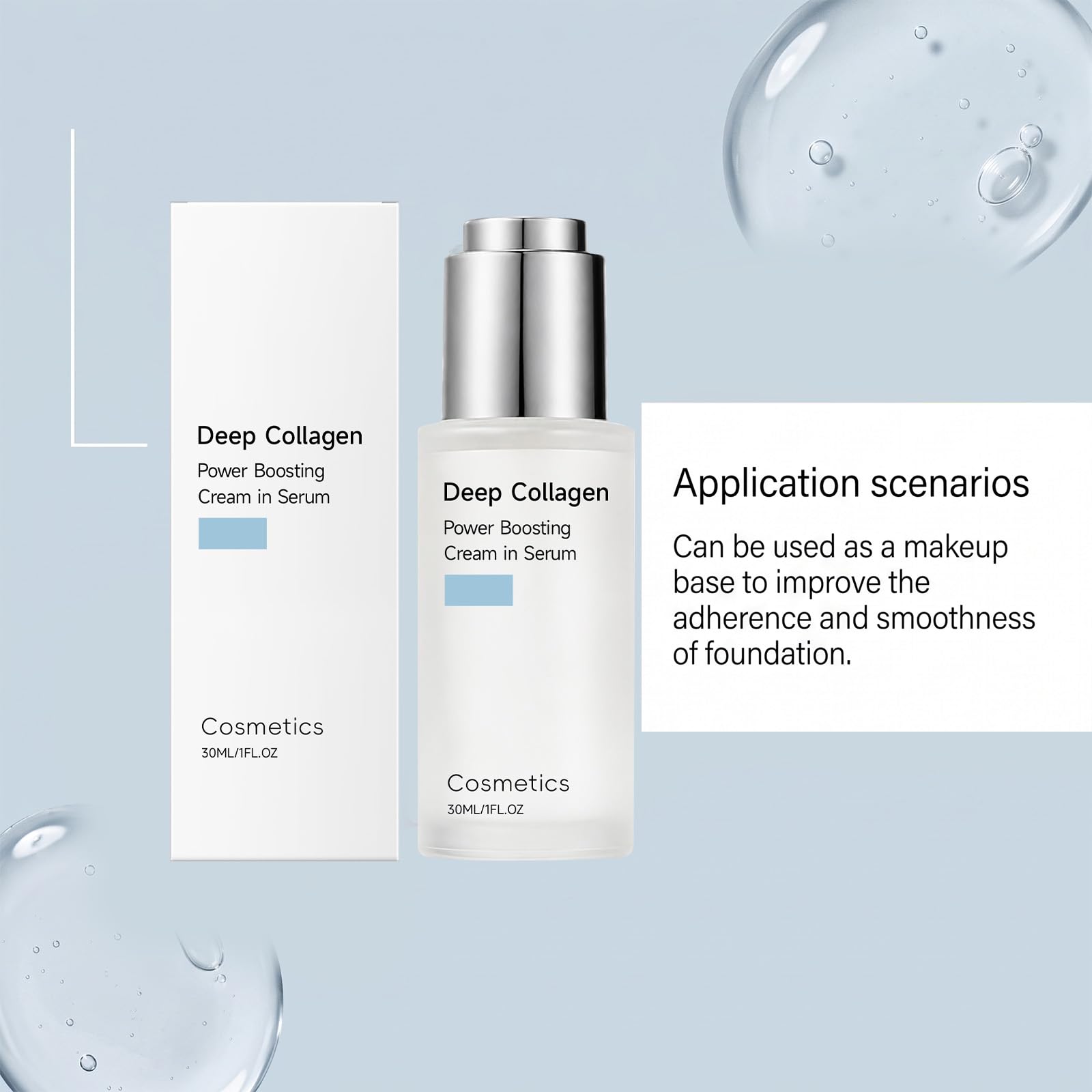 Deep Collagen Siero per la cura della pelle con collagene idrolizzato e fattori idratanti naturali per una pelle più tonica, idratante per pelli mature, idratante e rimpolpante (6 pezzi)