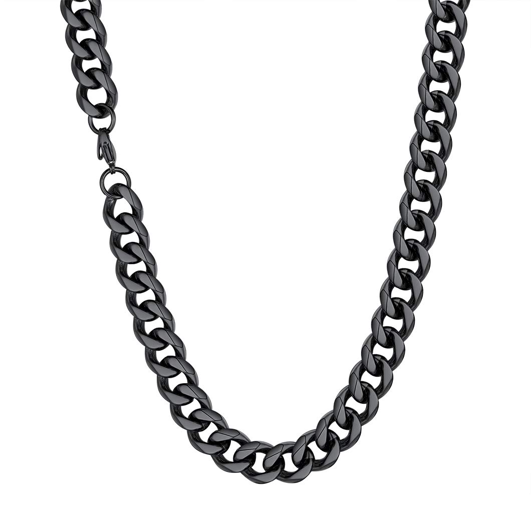 RichsteelCollar de Cadenas Cubanas para Hombres Mujeres Tono Plata/Oro/Negro, 6mm 9mm 12mm Ancho, 46cm 50cm 55cm 61cm 66cm 71cm 76cm Largos, Incluye Caja de Regalo