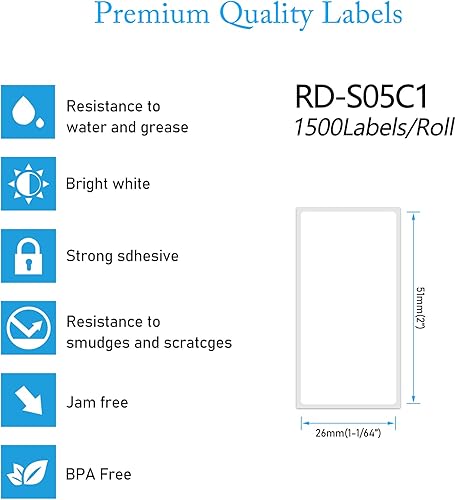 Miniatura 2 de GREENCYCLE Carpeta de archivos troquelada, rollos de etiquetas de papel blanco compatibles con Brother RDS05U1 de 2 pulgadas x 1 164 pulgadas (2.008