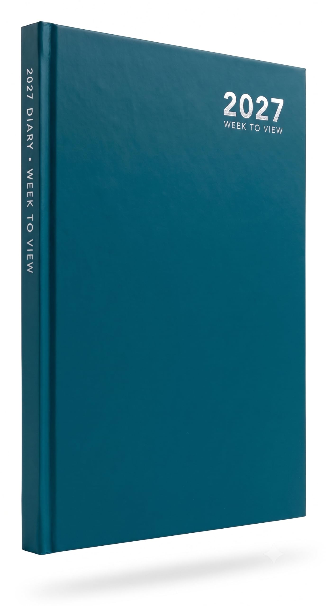 2027 Diary A4 Week to View | Hardback Desk Diary with Ribbon Page Marker | Professional Business Planner for Home, Office & School | Navy, Red, Black, Pink, Teal & Lilac (Teal)