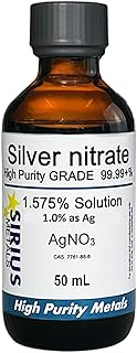 Silver Nitrate Solution (CAS# 7761-88-8) - 1.575% (w/v in Water) as AgNO3 (1.0% w/v as Ag) - 99.99+% Purity: 50 mL in Amber Glass Bottle