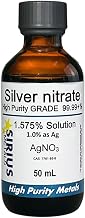 Silver Nitrate Solution (CAS# 7761-88-8) - 1.575% (w/v in Water) as AgNO3 (1.0% w/v as Ag) - 99.99+% Purity: 50 mL in Amber Glass Bottle