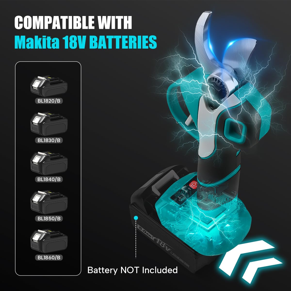 ANANCYI Elektrische Gartenschere Drahtlose 18V Schnittmaschine 30mm Zum Beschneiden Von Bäumen und Sträuchern Sowie Obstbäumen, For Makita BL-Batterie