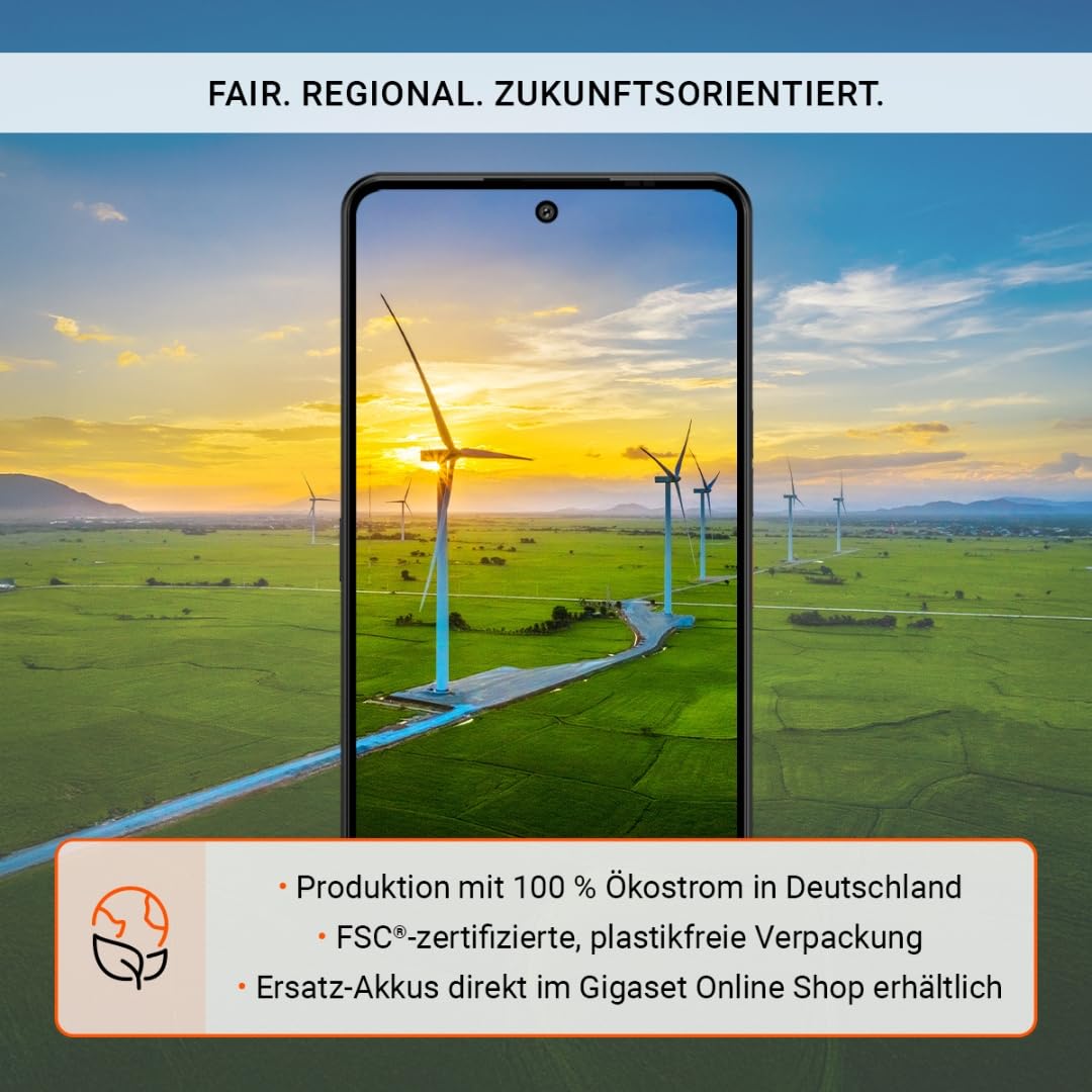 Gigaset GS6 Pro Smartphone, 256GB, 8GB RAM, 6,67-Zoll-OLED-Display, Black | Octa-Core 5G Prozessor, 64+8+2MP Triple-Kamera, 5300 mAh (typ.) Akku, wechselbar, Android 15, Made in Germany