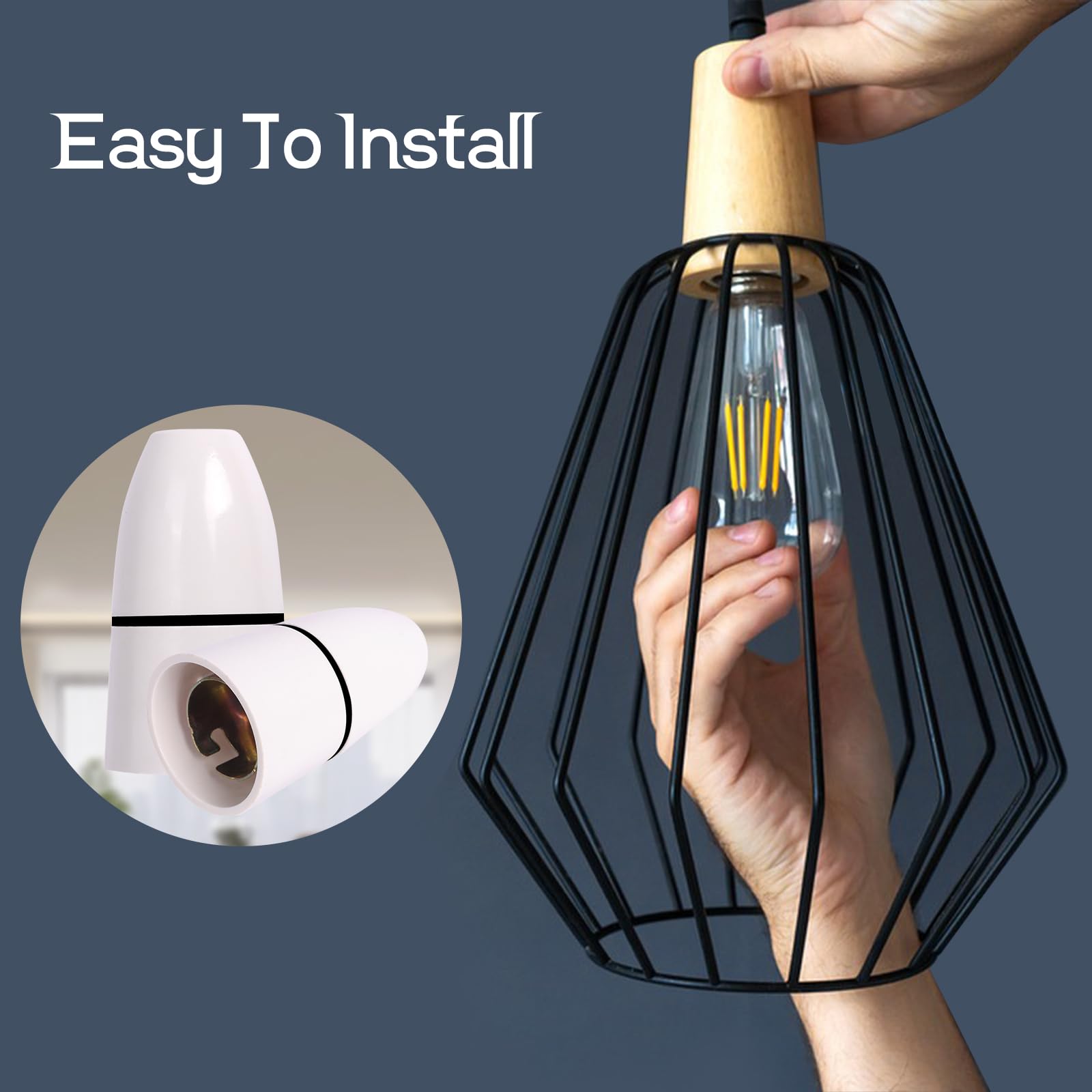 4 Pack B22 Bayonet Pendant Lamp Holder, Light Bulb Socket Lamp Fitting High Temperature Resistance - Image 3