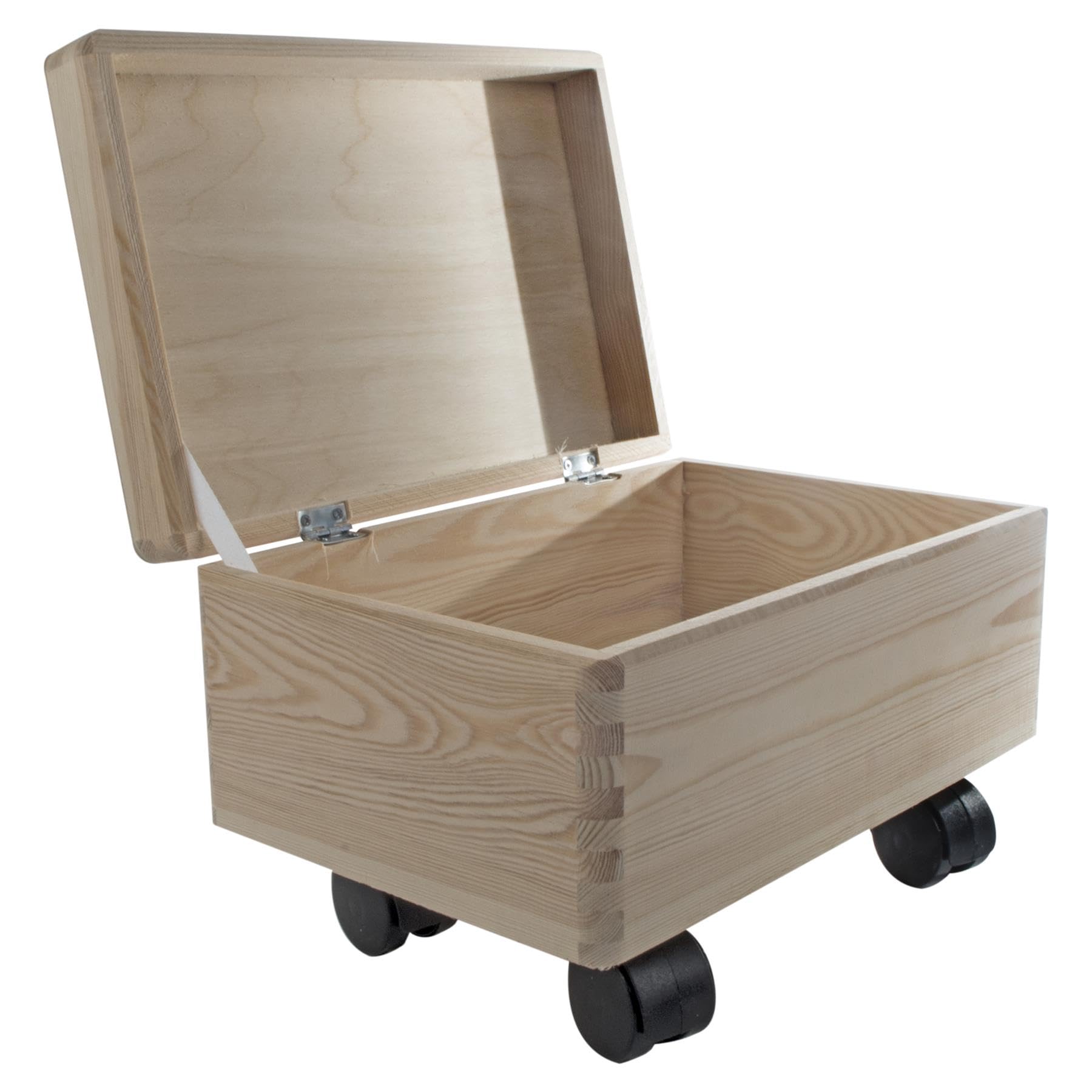 Small Underbed Wooden Keepsake Storage Box with Lid on Wheels| 30 x 20 x 19 cm