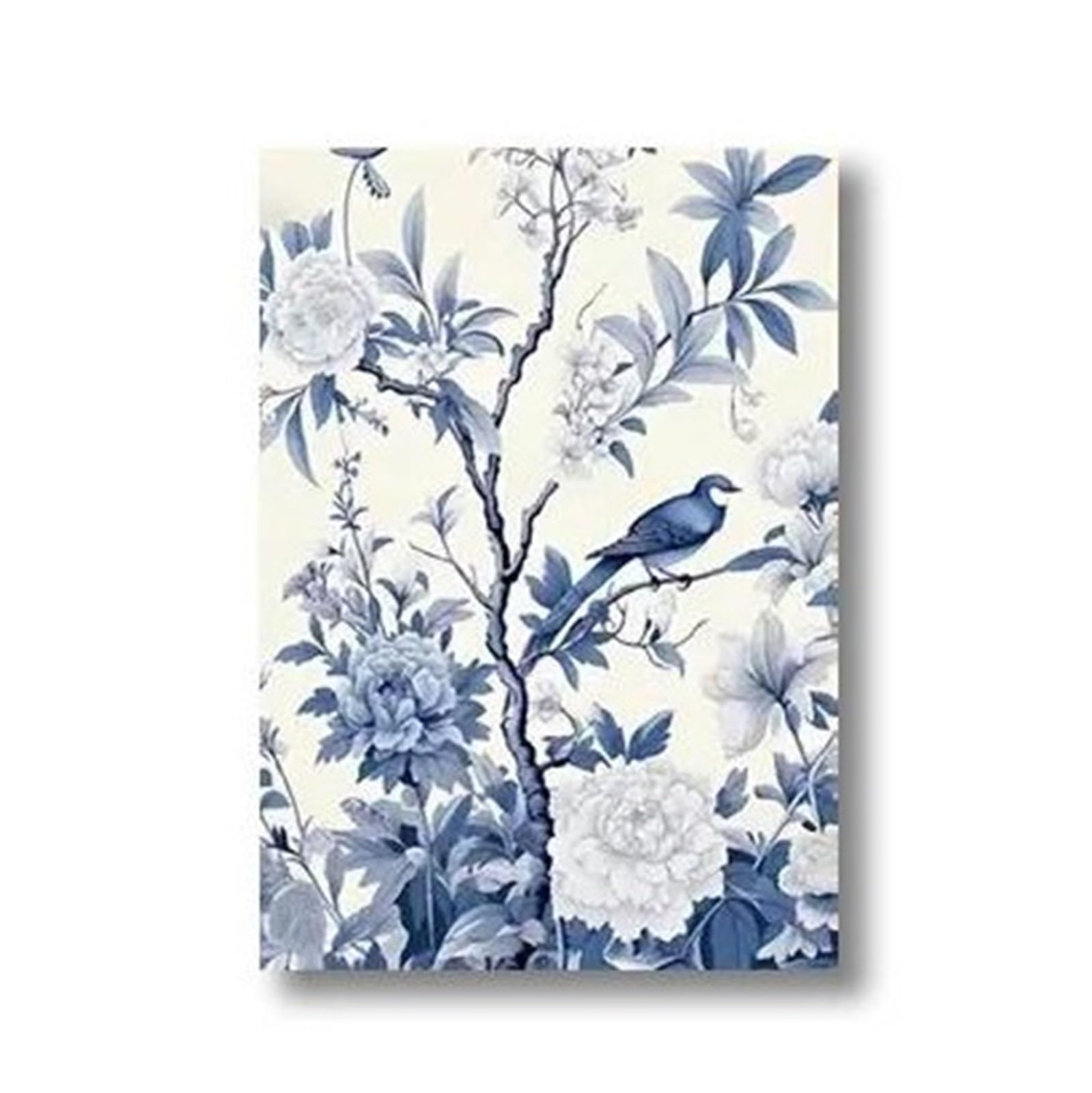 Póster de lienzo con estampado de pájaros, pintura azul y blanca moderna de 40x50cm para pared
