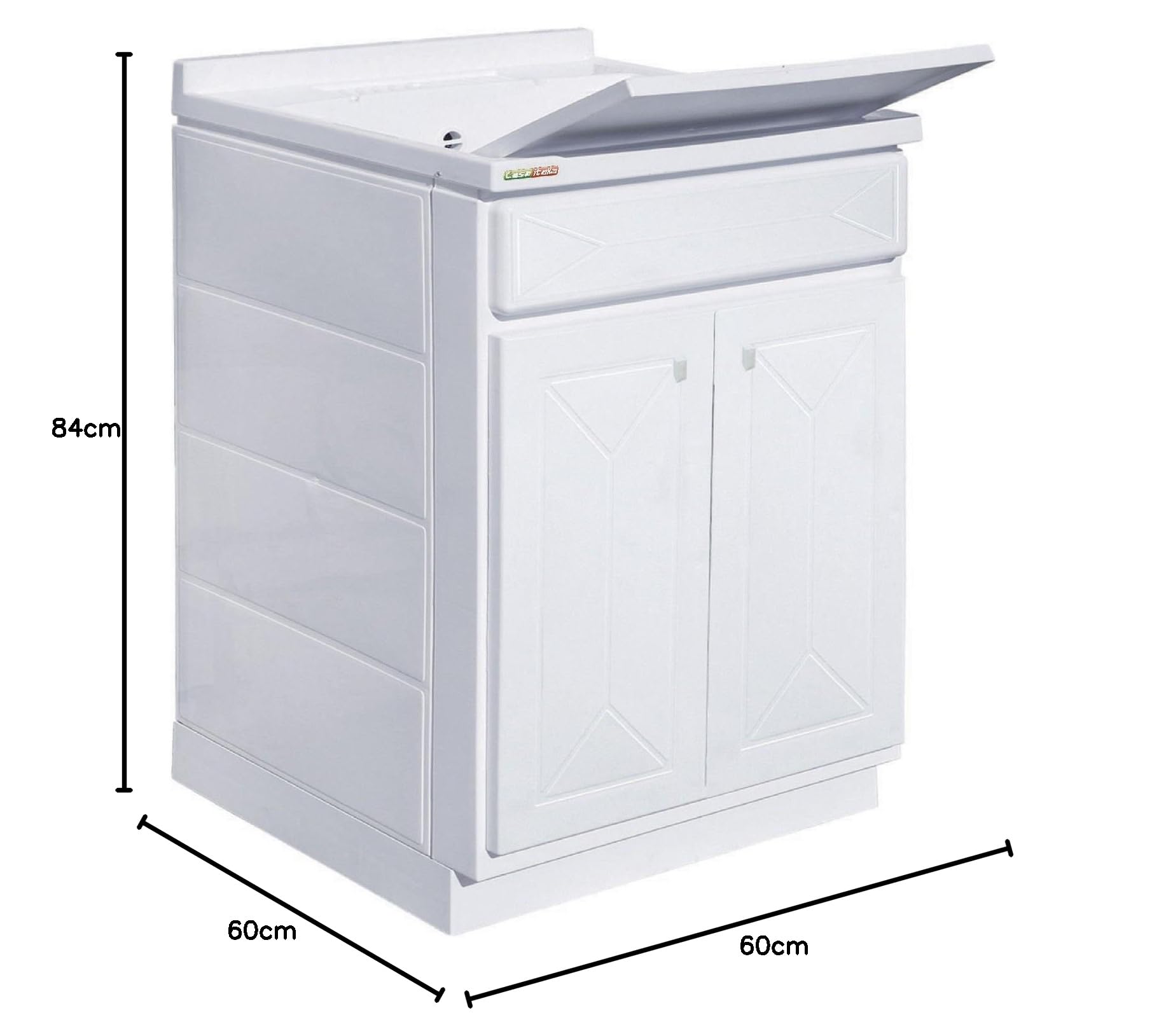 Trioplast Yellowshop - Mobile Pilozza Lavatoio Lavapanni Lavanderia Due Ante In Resina Da Esterno Ed Interno Bianco Cm 60x60 e 60x50 Altezza 84 (Cm L.60 x P.60 x H.84)