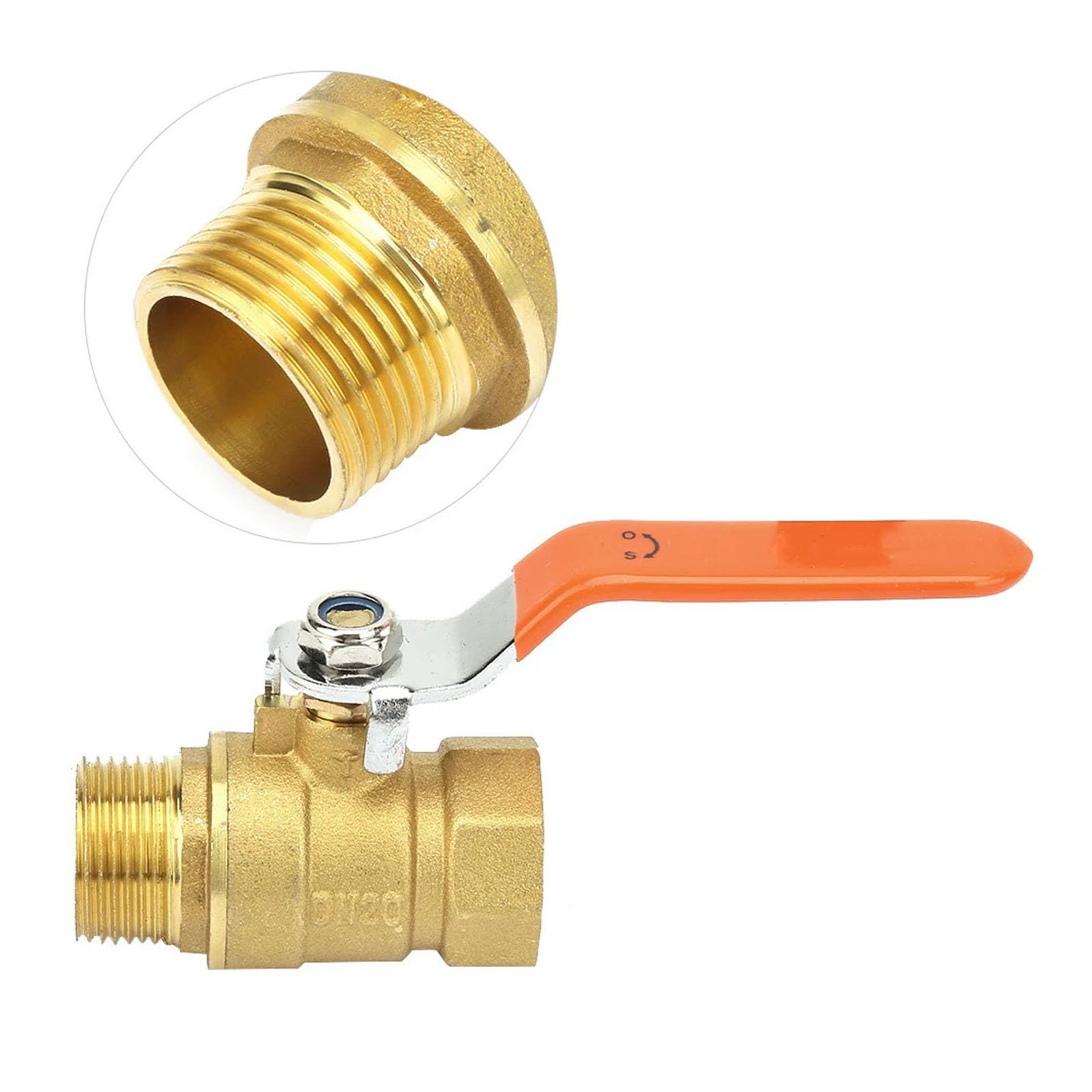 Kunyos Men's Dn20 Brass Pipe Ball Valve And Fe Thread 1/2" Bsp Dn15 Lever Handle And 3/4" Bsp (Dn20)