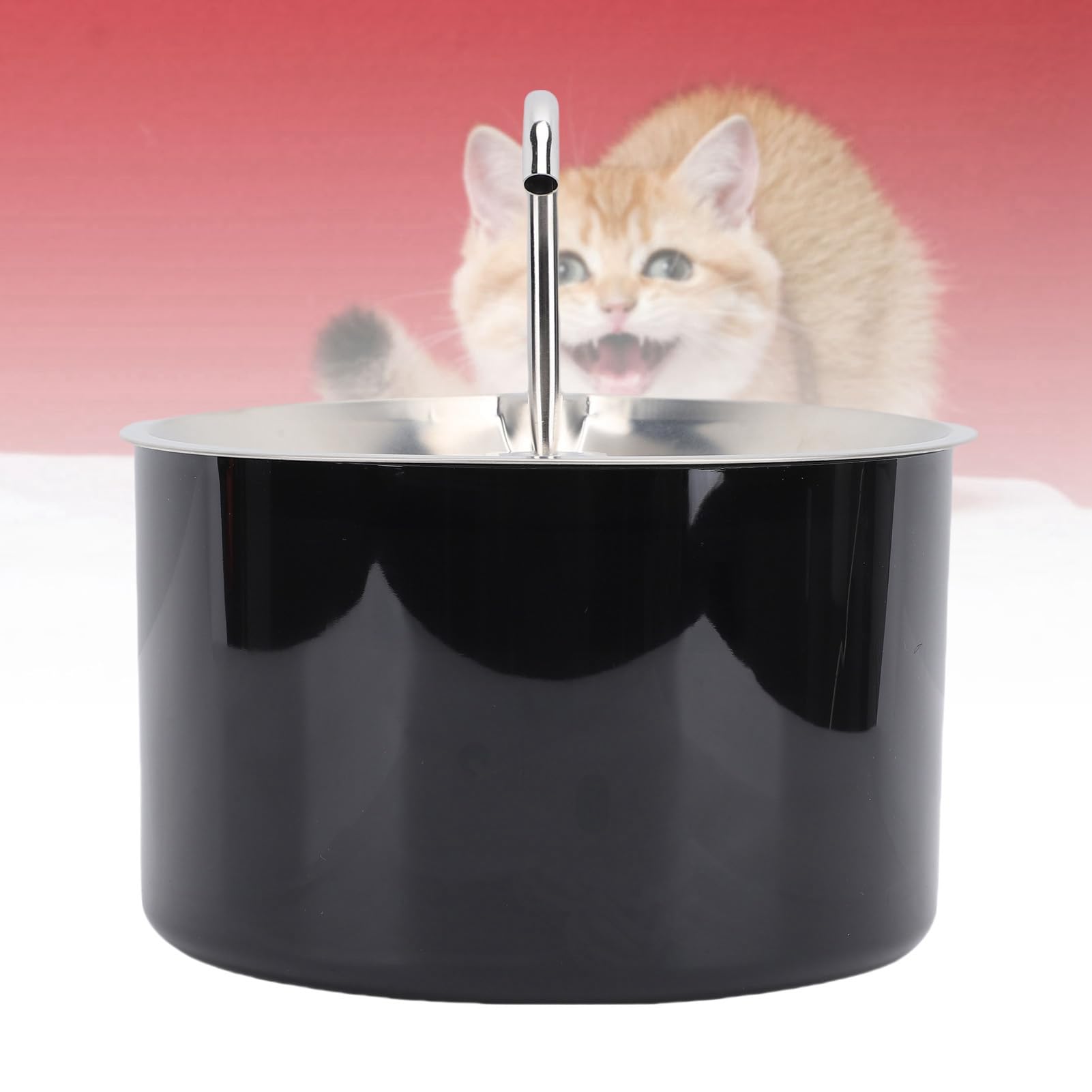 Cryfokt Fuente de Agua Automática para Gatos, Bebedero de Acero (Black)