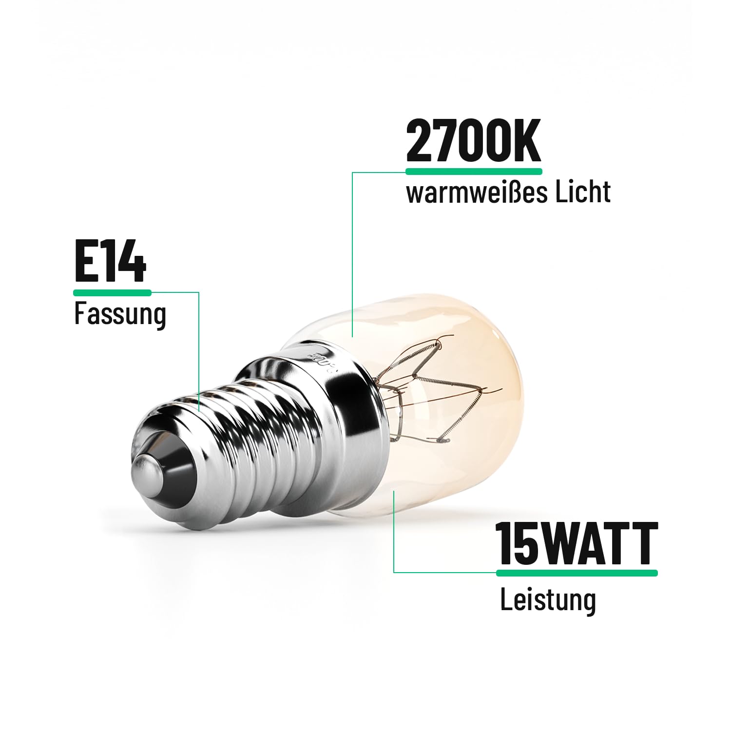 greate Lampa do piekarnika, E14, 15 W, 2 sztuki, odporna na temperaturę do 300 stopni, do piekarnika, grilla, lampy solnej, kuchenki mikrofalowej – żarówka do piekarnika z kapsułką T22, 75 lumenów i