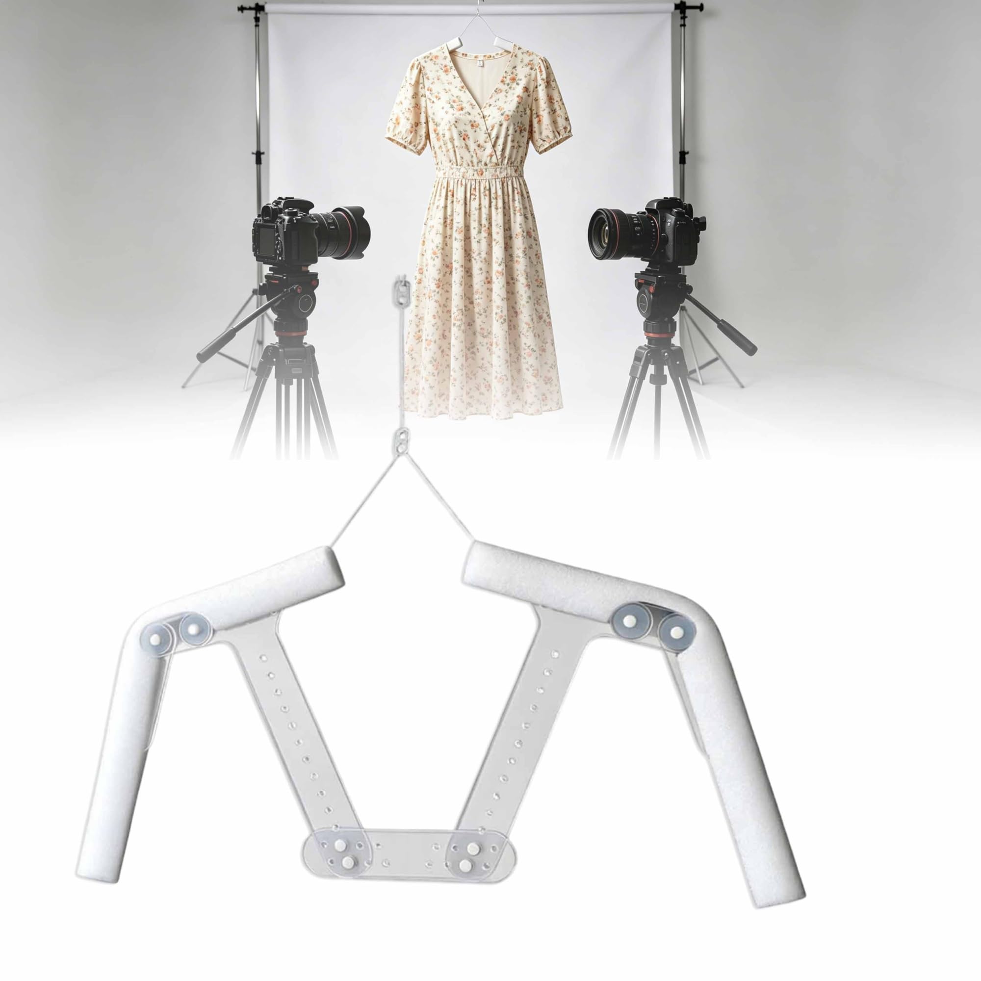 Clear Acrylic Adjustable Mannequin Hanger, Invisible Dress Form Rack