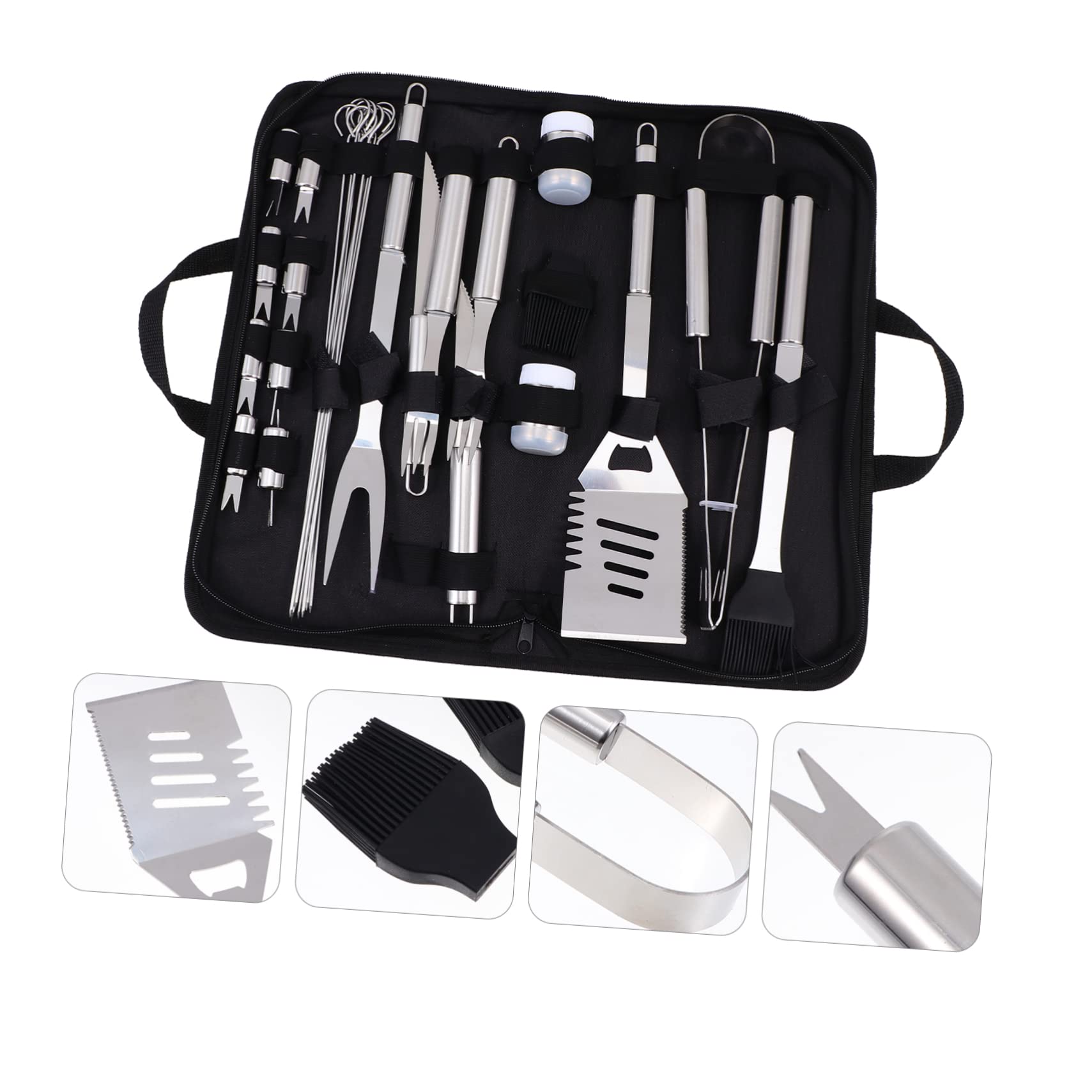 UPKOCH Attrezzi Barbecue in Acciaio Resistenti Per Esterni Utensili Portatili Per Grigliata e Bbq Borsa Organizer Per Picnic e Campeggio Nero